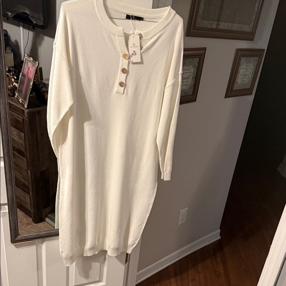 Elegant Long Sleeve White Dress